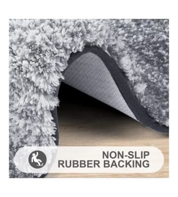 OLANLY Luxury Rug, Extra Soft and Absorbent Microfiber Rugs, Non-Slip Plush Shaggy Bath Carpet, Machine Wash Dry, Bath Mats for Bathroom Floor, Tub and Shower, 24×16, Grey - Image 3