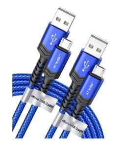 JSAUX Micro USB Cable Android Charger, (2-Pack 6.6FT) Micro USB Android Charger Cable Nylon Braided Cord Compatible with Galaxy S7 S6 J7 Edge Note 5, Kindle. MP3 and More-Blue