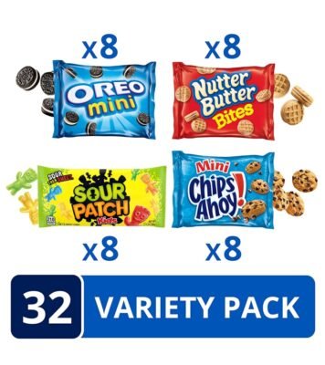 OREO Mini Cookies, CHIPS AHOY Mini Cookies, SOUR PATCH KIDS Candy & Nutter Butter Bites Cookies & Candy Variety Pack, 32 Snack Packs - Image 2