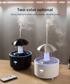Rotating Water Drop Aromatherapy Diffuser with Essential Oil Addition, Timer & Auto Shut-Off - Quiet Mist Humidifier for Home or Office, Black & White Options, US Plug, 110V/220V Compatible, Home Air Freshener | Minimalist Humidifier | Sleek Water Tank